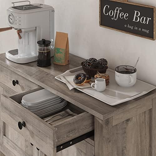 HOSTACK Farmhouse Console Table with Storage, 35"W Entryway Table, Ash Gray