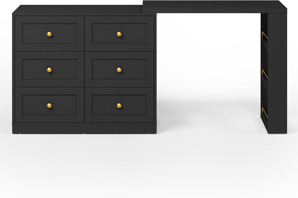 RoyalCraft Vanity Desk and Dresser Combo, 67" Extendable Big Makeup Vain...