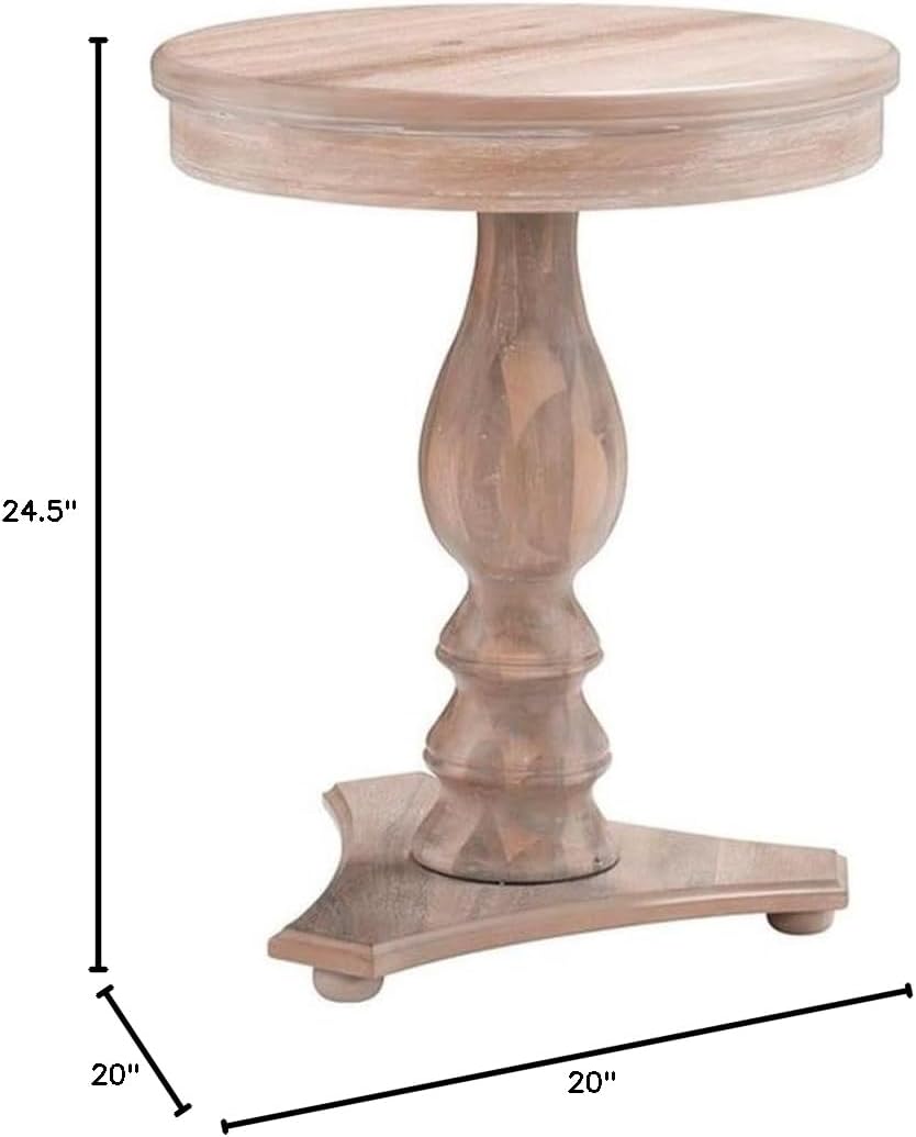 Pemberly Row Round Wood Side Table, 20" D x 24.5" H, Natural Brown ...