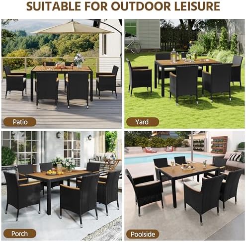 Yaheetech 7 Piece Patio Furniture Set, Outdoor Dining Acacia Wood Table Top