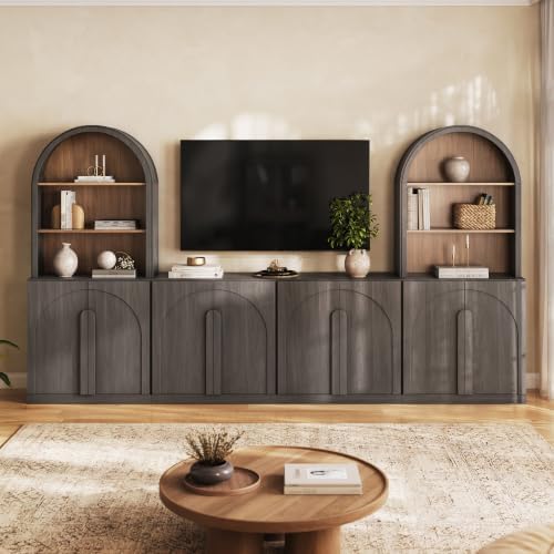 BELLEZE Bijou 126" Wall Unit 6-Piece Modular TV Stand - Ebony