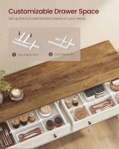 VASAGLE Farmhouse Buffet Cabinet, Coffee Bar with 2 Drawers