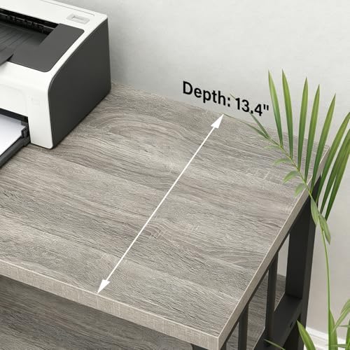 IBF Low Horizontal Bookshelf, Industrial Bookcase, Light Grey Oak, 47 Inch