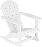 HDPE Laguna Outdoor Rocking Poly Adirondack Chair with Side Table 3-Piece Set, White