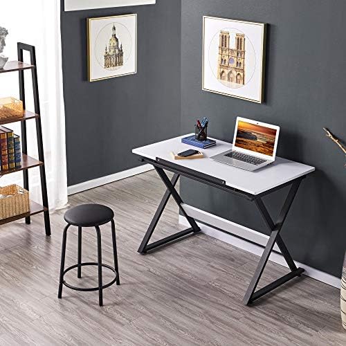 Yaheetech Height Adjustable Drafting Table, Tilting Art Desk, White