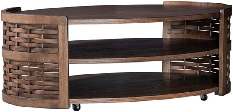 Pemberly Row 3 Piece Living Room Table Set, Rubberwood and Oak Veneer, Coffee...