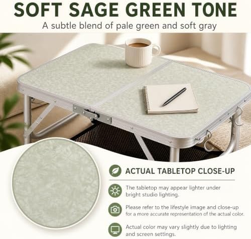 Folding Camp Table Small, 24"Lx 16"W Adjustable Height Small Foldin...