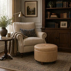 HomePop 24" Large Leatherette Storage Ottoman - Sand Faux Leather