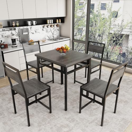 KEIKI 5-Piece Kitchen Dinner Table Set for 4 Dining with Storage, Grey