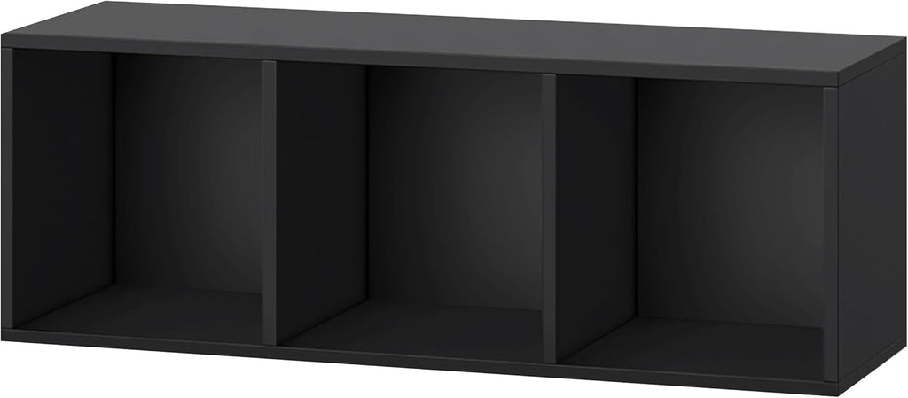 IOTXY DIY Modular Cube Bookcase - CubeXY Customizable Stackable Expandable Basic Shelving Units, 3-Cube Wooden Open Bookshelf for Fabric Storage Bin Organizer, Black