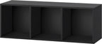 IOTXY DIY Modular Cube Bookcase - CubeXY Customizable Stackable Expandable Basic Shelving Units, 3-Cube Wooden Open Bookshelf for Fabric Storage Bin Organizer, Black