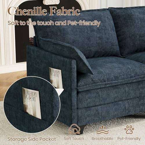 Accent Sofa Chair with Storage Ottoman, Cloud Sigle Couch with Side Pocket fo...