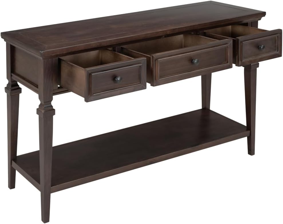 ZOEDO Classic Retro Style Console Table with Three Top Drawers and Open Style...