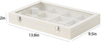 Coward Jewelry Organizer Box, Beige Velvet 12 Grids Bracelet Bangle Necklace Jewelry Display Tray Case with Transparent Glass Lid for Home Drawer Desk or Store Selling Show