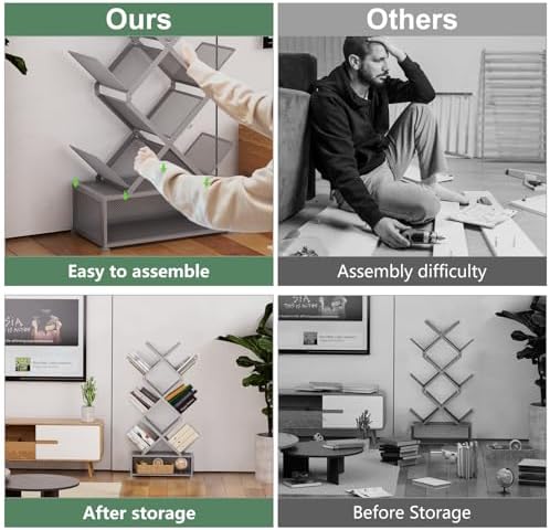 Gintan 9-Tier Modern Book Shelves with Storage, Bedroom Shelves Folding Books...