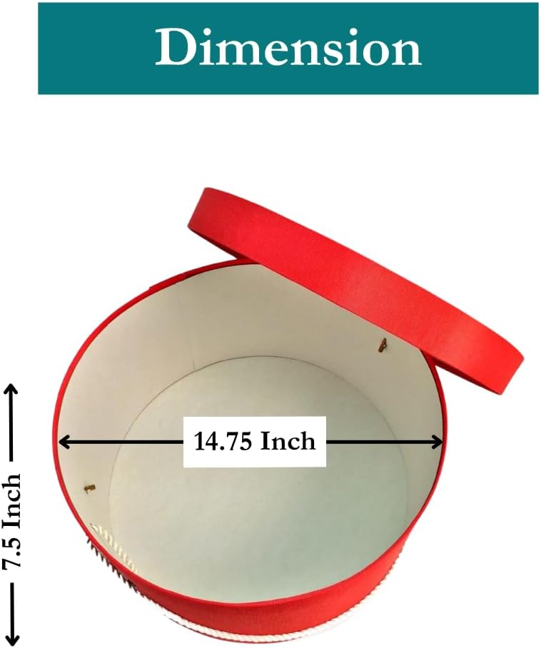 Sarah's Hat Boxes Classic Coral Hat Box – 14.75" x 7.5" (Dia. x Ht.) Handmade in USA – Odorless Non-Toxic Adhesive, Cording Handle – Premium Storage for Hats & Accessories