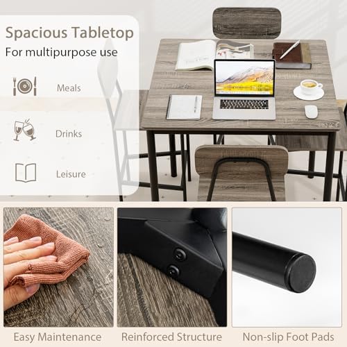 Tangkula Counter Height Dining Table Set, Bar Table and Chairs, Pub Table and...
