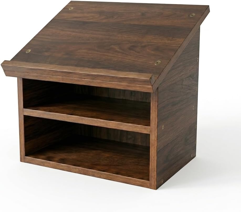 Wooden Buddhist Sutra Reading Stand – Altar Desk with Storage Compartment – H...