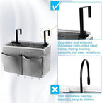 Bedside Storage Organizer 5 Pockets with 4 Hooks Hanging Storage Bag for Headboards/Bunk Bed (2Pack Grey)