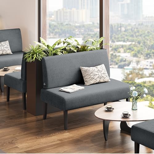 Yaheetech Small Loveseat Armless Sofa Chair with USB Ports, Dark Gray