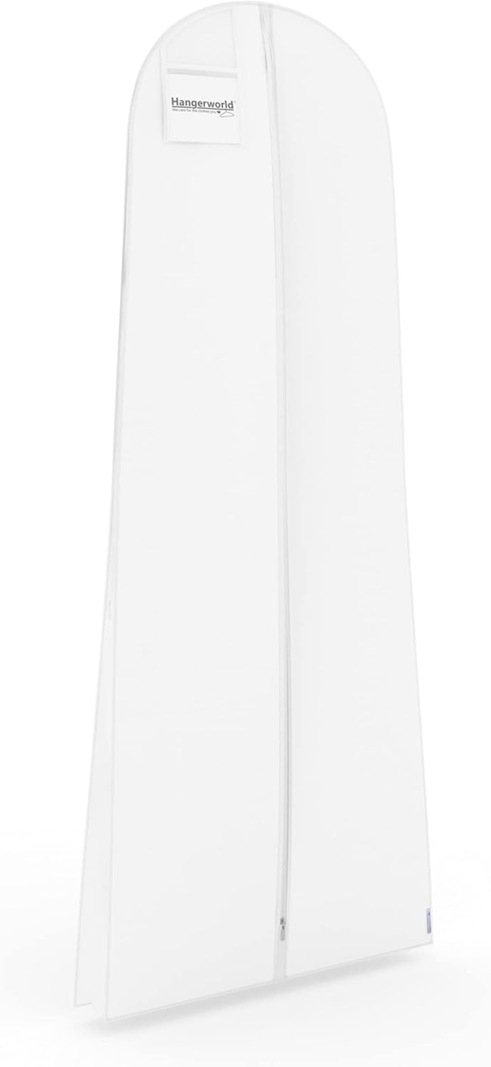 HANGERWORLD 72inch Breathable Wedding Gown Long Dress Hanging Garment Bag for Closet Storage (White)