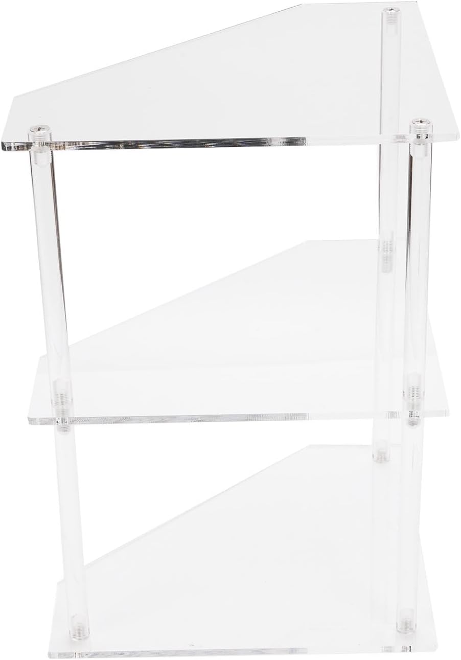 Acrylic Side Table, 3 Tier Corner Shelf Stand End Table Corner Display Rack S...