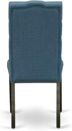 East West Furniture V627EL121-5 5 Piece Kitchen Table Set for 4 Includes a Rectangle Dining Room Table with V-Legs and 4 Blue Linen Fabric Upholstered Chairs, 40x72 Inch, Multi-Color