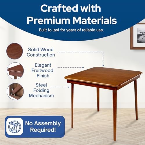 Stakmore Classic Straight Edge Square Wood Folding Table, 32x32, Fruitwood