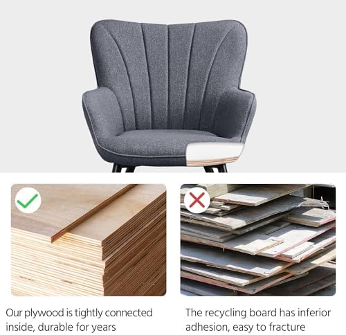 Yaheetech Accent Chair, Upholstered Armchair with Metal Legs, Grey