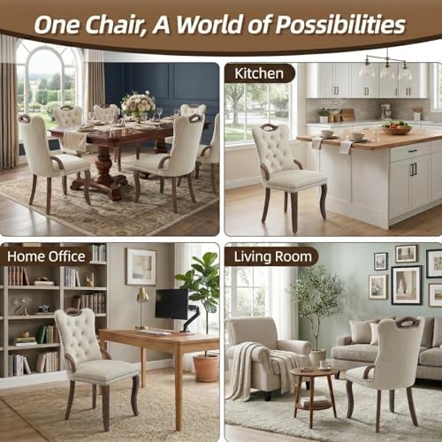 Dining Chairs Set of 8, Velvet Upholstered Kitchen Chairs with Vintage Copper...