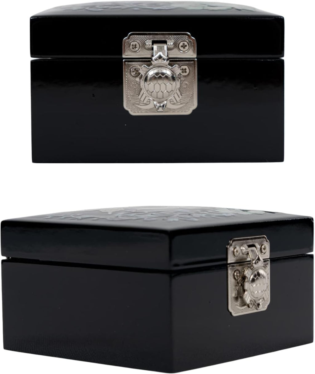 Mother of Pearl Mini Jewelry Box - Organizer for Earring Necklace Ring & Bracelet Jewelry Display Storage Case for Woman Unique Gifts (Crane_Black)
