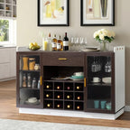 Farmhouse Wines Bar Cabinet Kitchen Coffee Bar Cabinet, Wine Bottle Rack Cabinet 12-Bottle Wine Rack Sideboard - Wines Storage for Bar, Pantry, Storage Shelves,Buffet Sideboard for Dining Room