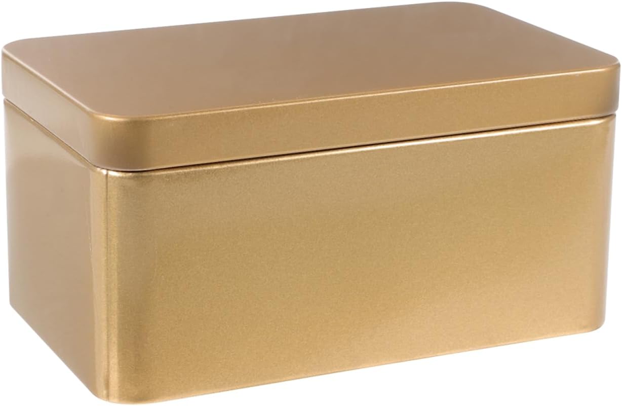 Alipis Tea Leaf Storage Container Rectangular Tinplate Box Mini Portable Tea Tin for Candies Snacks and Small Items Home Storage Box with Lid 5.11 X 3.14 X 2.36 in