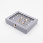 Jewelry Box Necklace Organizer Tray, Grey Necklace Display Case for Storage Jewelry Small Necklaces Display Stand 12 Slot Pendant Holder for Women