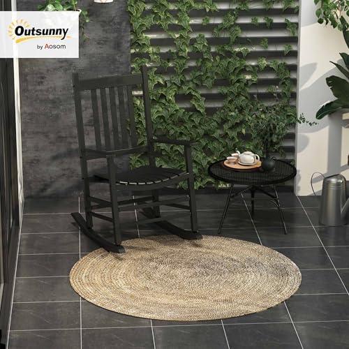 Outsunny Outdoor Rocking Chair High Density Wooden Rockers Black | Patio Rock...