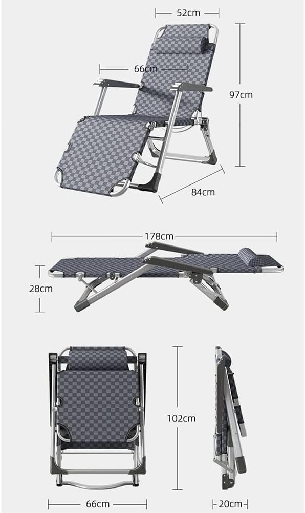 Folding Sun Lounger Adjustable Reclining Lounge Chair Gravity with Pillow and Massage Armrests(A+Cushion a)