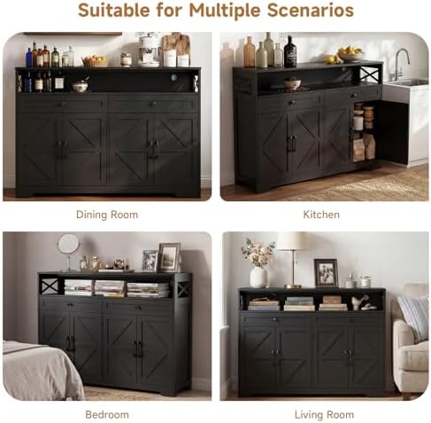 Lahomie 47" Sideboard Buffet Storage Cabinet, Coffee Bar Cabinet,Dark Brown