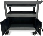 3 Tier Steel Rolling Cart for Tool Organizer, Industrial Grade Utility Service Carts with Drawer & Storage Lockable Cabinet, for Workshop Repair Shop Garage