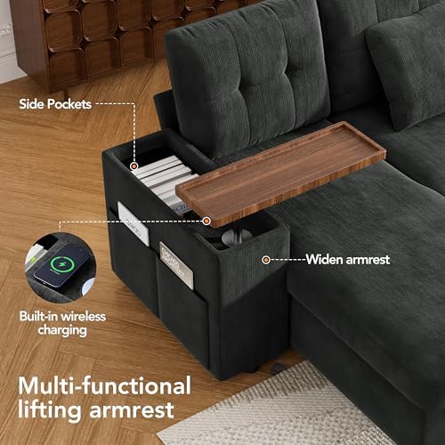 Vipbear 7 Seat Modular Sectional Sleeper Sofa with Pull Out Bed, L-Shaped Cou...