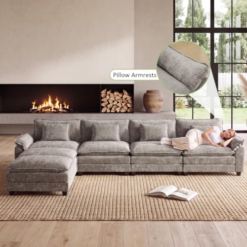 Oprisen 154" Modular Sectional Sofa, Comfy Deep Cloud Couch with Ottoman...