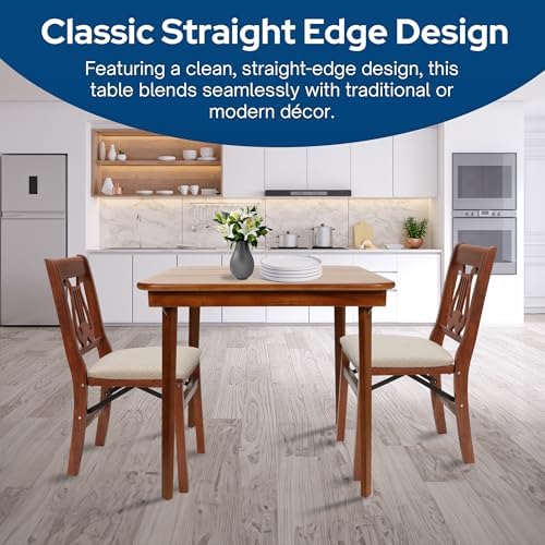 Stakmore Classic Straight Edge Square Wood Folding Table, 32x32, Fruitwood