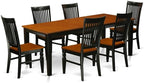 East West Furniture QUWE7-BCH-W 7 Piece Dining Table Set Consist of a Rectangle Dinner Table with Butterfly Leaf and 6 Dining Room Chairs, 40x78 Inch, Black & Cherry