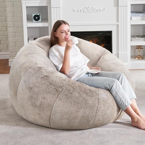 Hobestluk Large Bean Bag Chair for Adults to Relax, Donut-Shaped (Brown) | Sp...