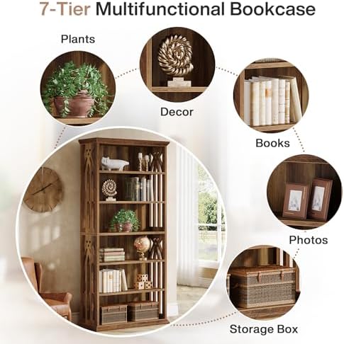 Tribesigns 6-Tier Bookshelf, 75-Inch Tall Bookcase, Large Bookshelves and Boo...