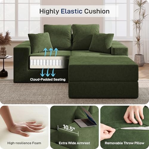 Cloud Modular Sectional Sofa, Comfy Couch for Living Room, Modern L-Shaped Co...