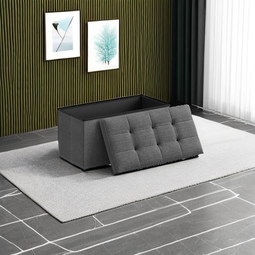 SONGMICS 30 Inches Folding Storage Ottoman Bench, Load 660 lb | Ottoman Foot ...