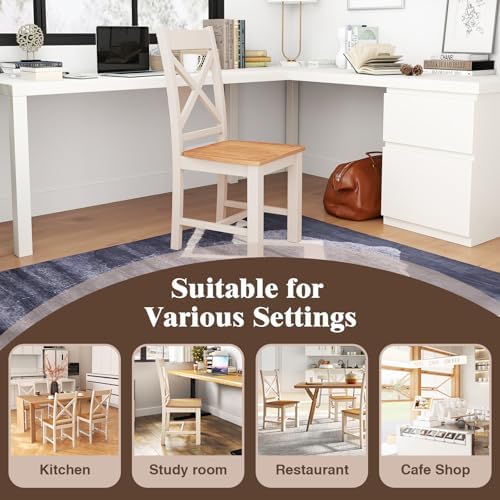 GIANTEX Farmhouse Dining Chairs Set of 4, Kitchen Chairs w/High Cross Back