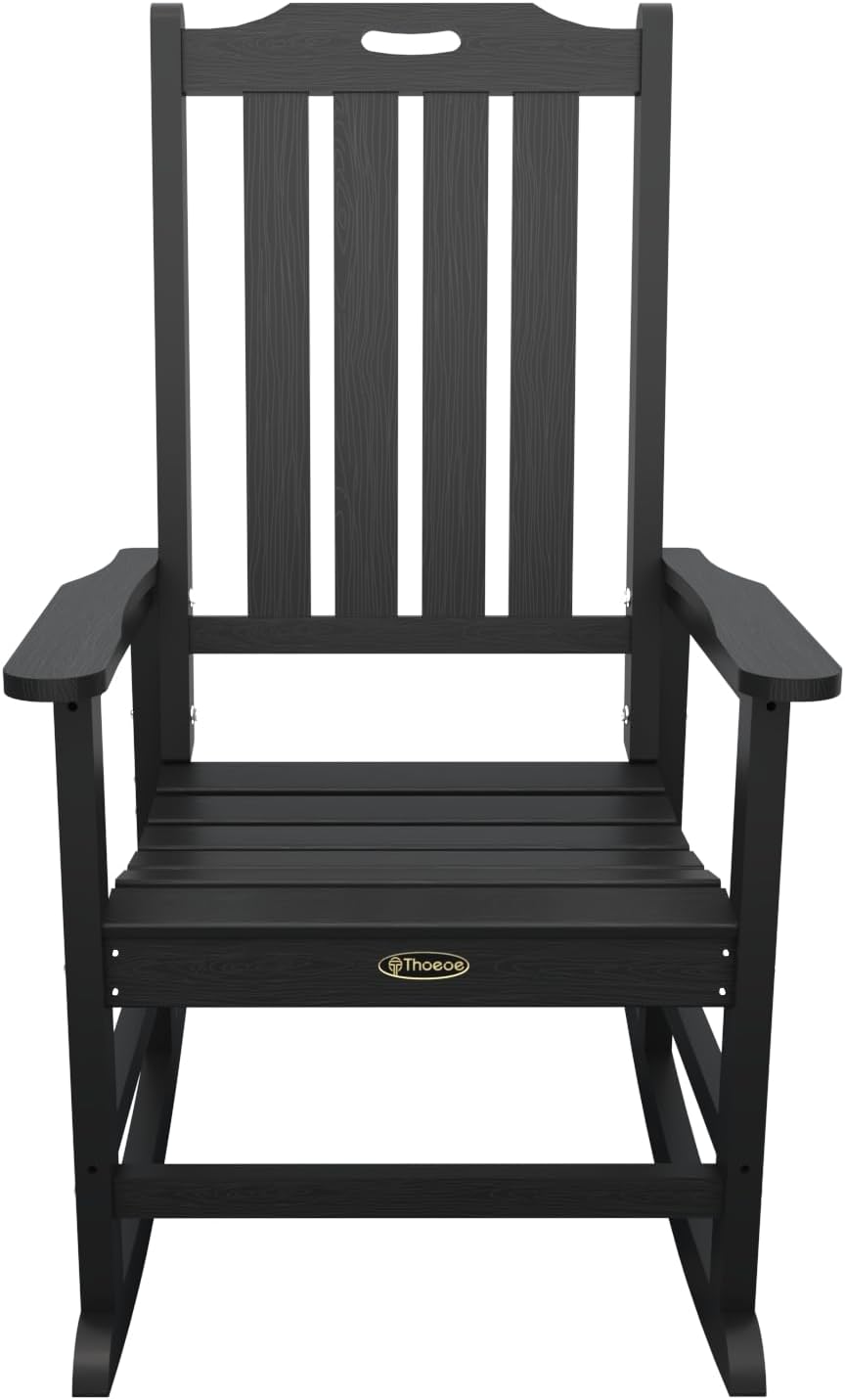 THOEOE Outdoor Rocking Chairs, Oversized Patio Rocking Chair | HDPE Outdoor R...