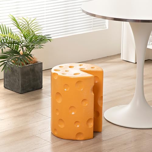 Cheese Shaped Resin Footrest Stool, Cartoon Accent Seat for Bedroom Decor, Li...