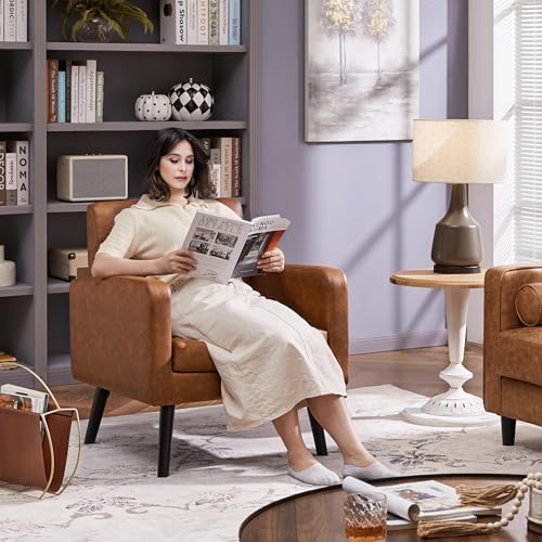 Yaheetech Mid Century Accent Chair Living Room Chair Retro Brown